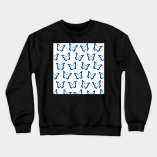 blue y2k butterfly pattern Crewneck Sweatshirt